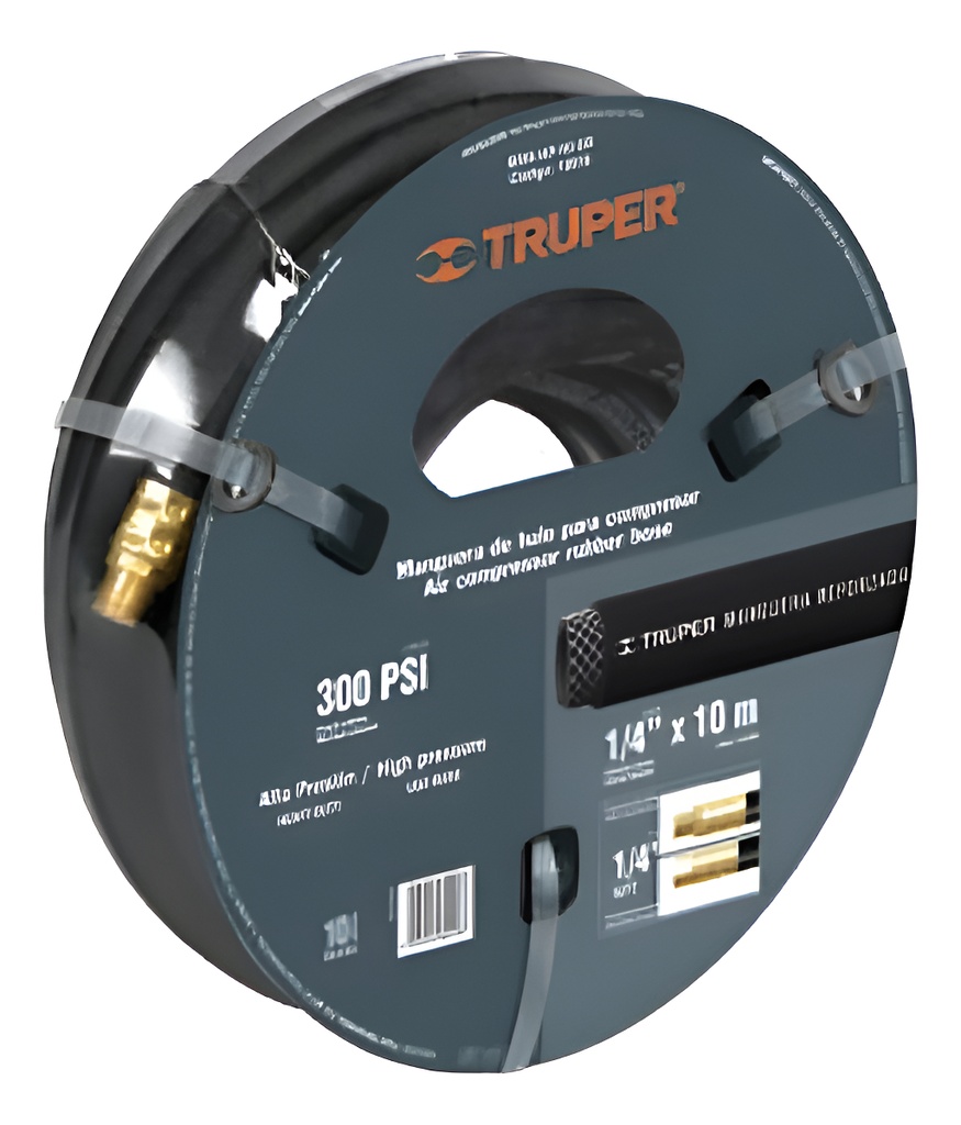 Manguera Compresor Hule 1/4'' X 15 Mt Alta Pres Truper 17081 Negro