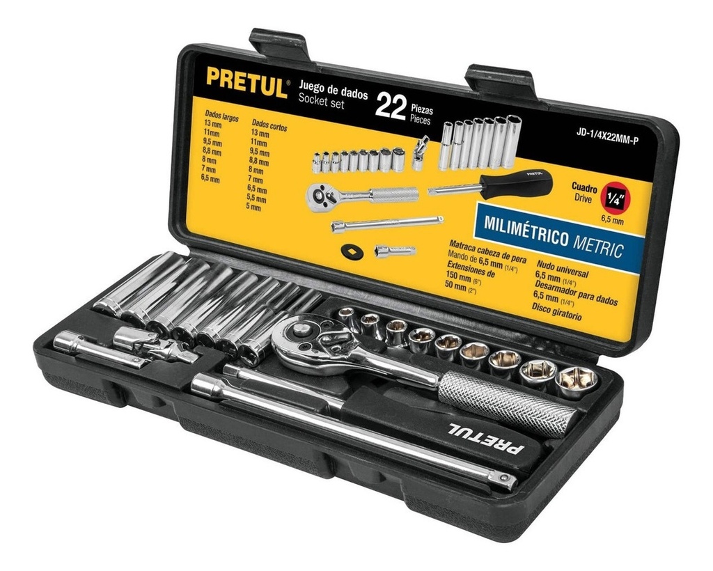 Juego Autocle 1/4' Mm 22 Pz Pretul 23980