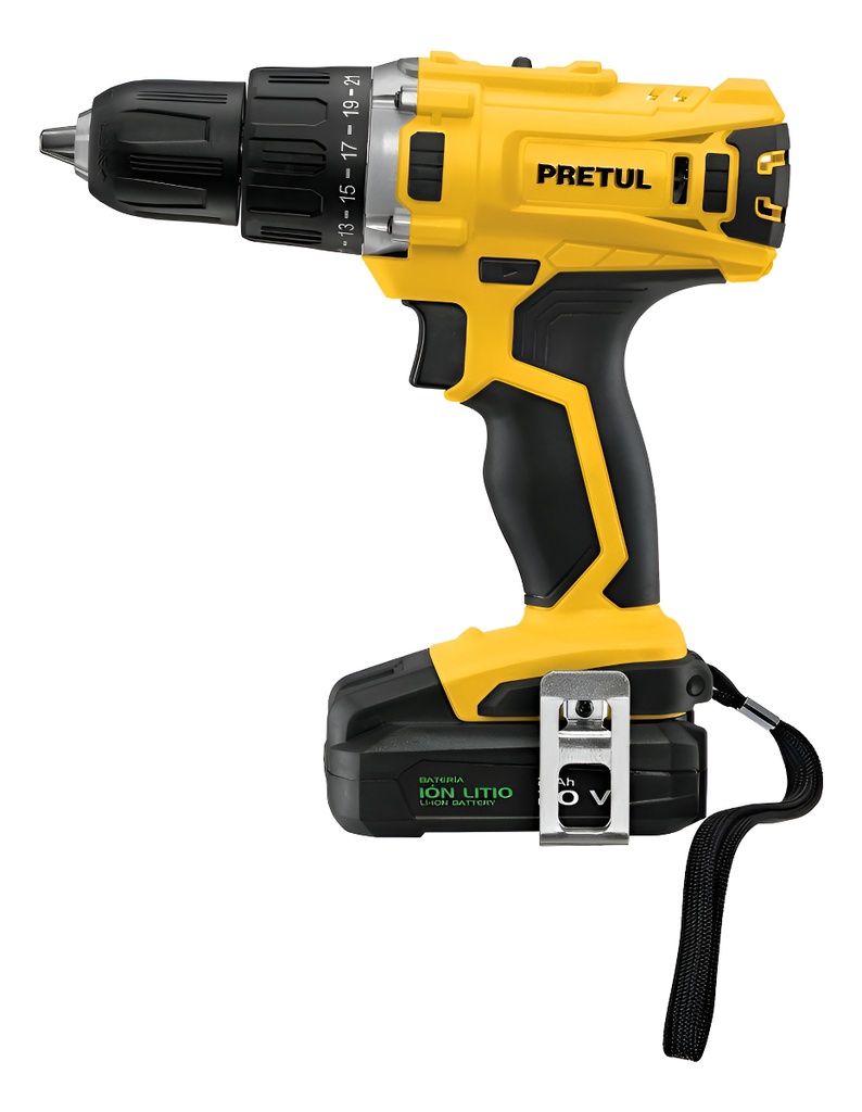 Taladro Inalámbrico 1/2 20 V Pretul 26118 Amarillo