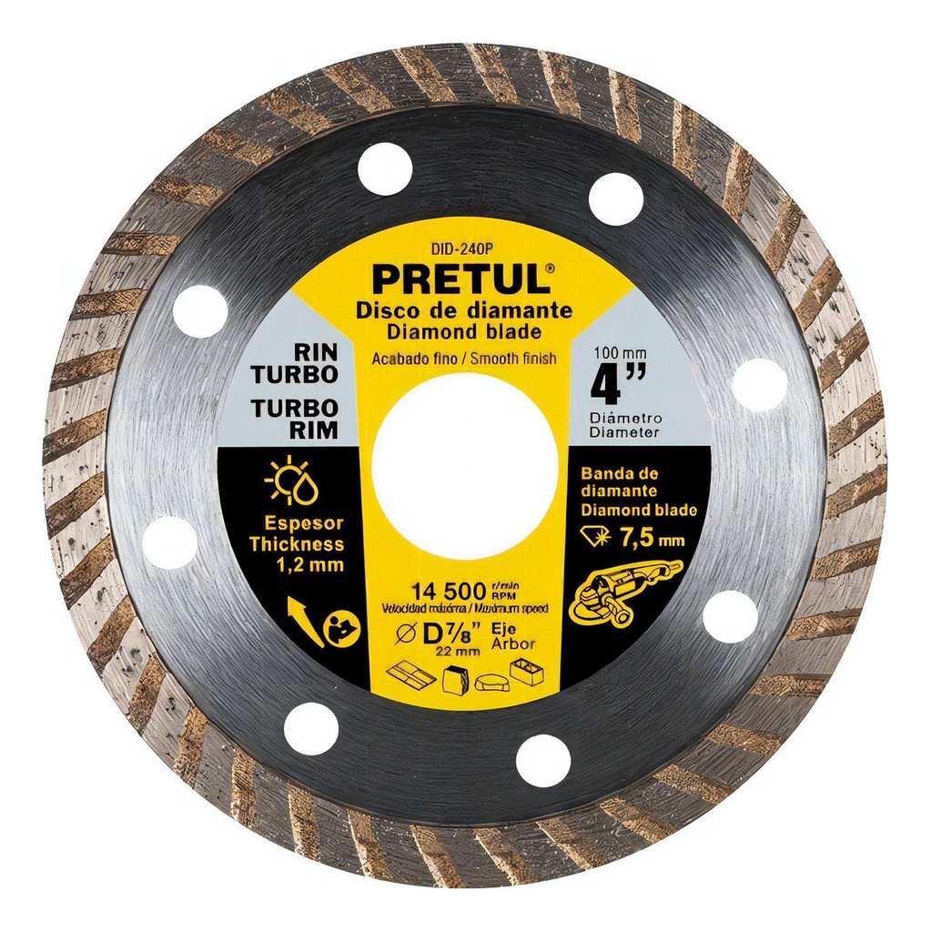 Disco de Diamante, Rin Turbo, 4', Pretul 27016 Color Gris
