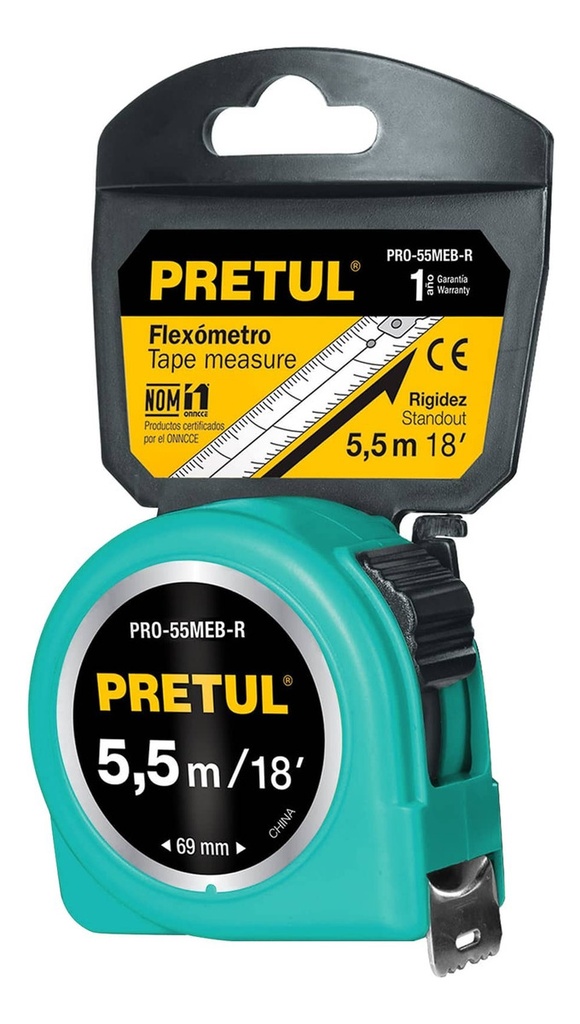 Flexometro Verde 5.5 Mt 25 Mm Blister Pretul 28024
