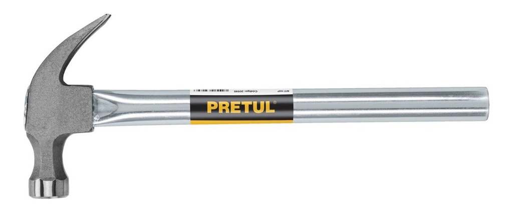 Martillo uña curva 16 oz, mango tubular, Pretul