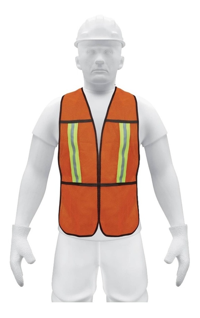 Chaleco de Seguridad Con Cintas Reflejantes, Naranja, Pretul
