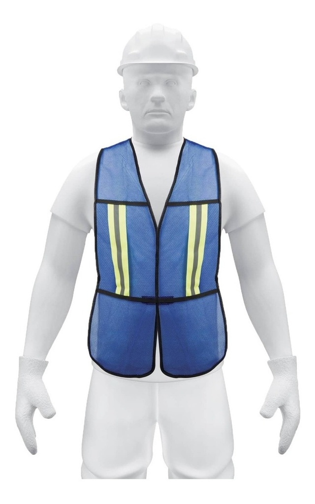 Chaleco de seguridad con cintas reflejantes, azul, Pretul