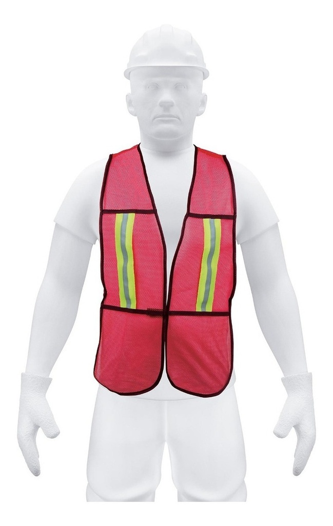 Chaleco de seguridad con cintas reflejantes, rojo, Pretul