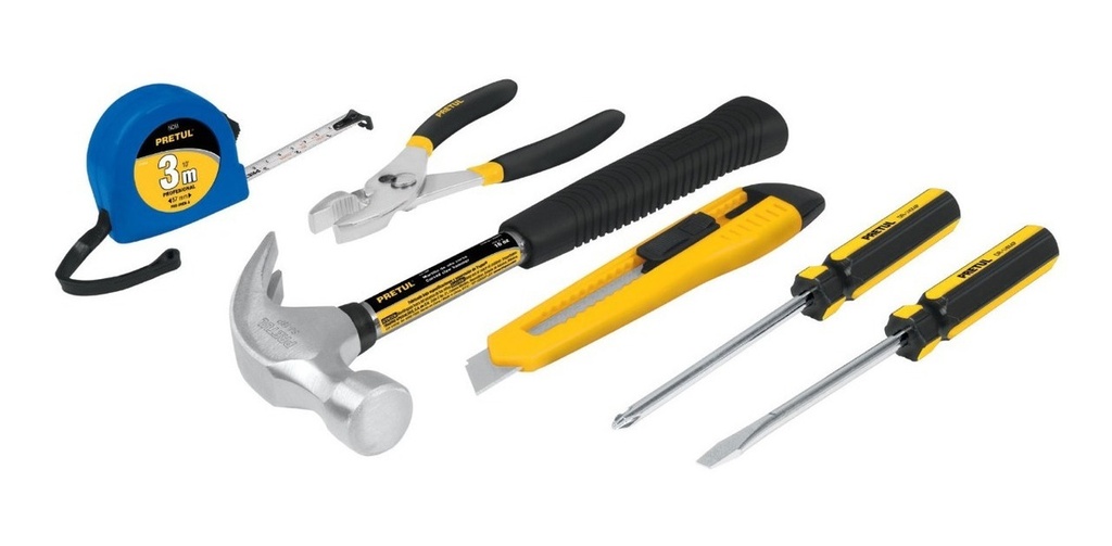 [TR-JGO-CAS6] Juego de herramientas básicas, 6 piezas, PRETUL