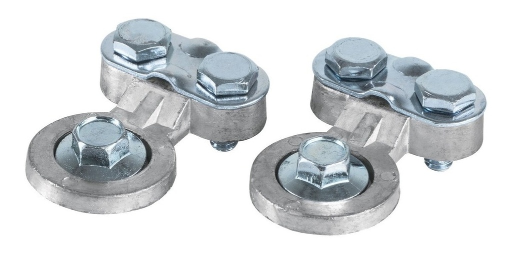 Blíster 2 terminales p/batería, plomo, poste lateral, Pretul