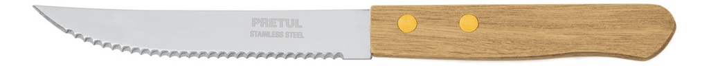 [TR-CUCH-M52] Cuchillo Con Sierra Para Asado 5' Mango de Madera, Pretul