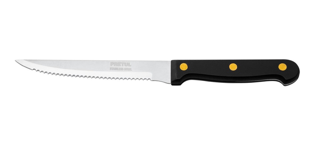[TR-CUCH-P52] Cuchillo con sierra para asado 5' mango de plástico, Pretul