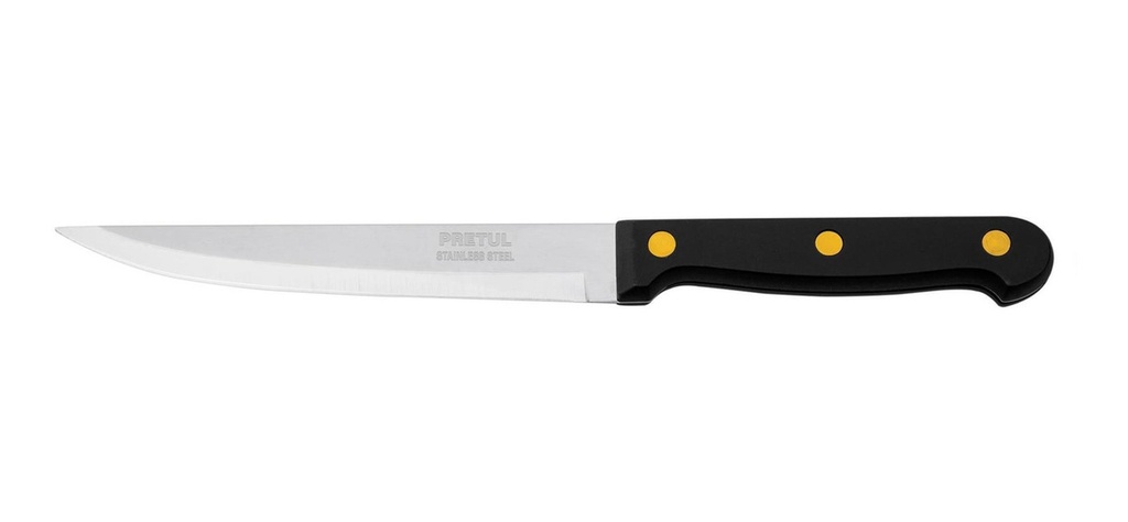 [TR-CUCH-P53] Cuchillo liso para asado 5' mango de plástico, Pretul