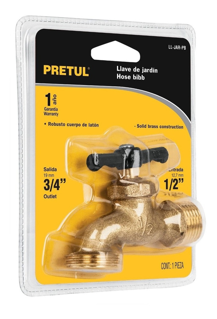 Llave P/manguera, de Latón 100g, 1/2', Blíster, Pretul