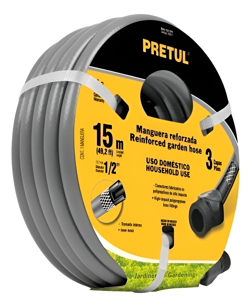 [TR-MAN-10X1/2PR] Manguera 1/2' reforzada 3 capas 10m conexiones plást, Pretul