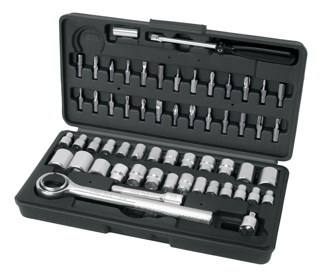 [TR-JUDA-60P] Juego de 60 herramientas 1/4' y 3/8' para mecánico, Pretul