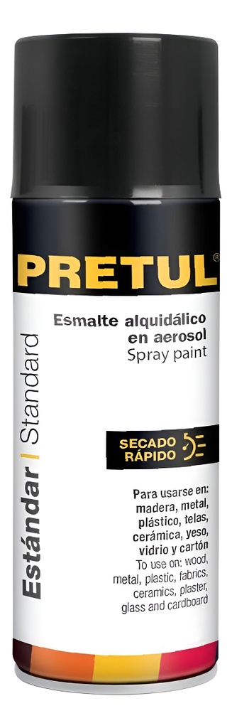 Pintura en aerosol,negro brillante, 400 ml, PRETUL