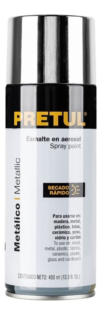 Pintura en aerosol metálica, cromo, 400 ml, PRETUL