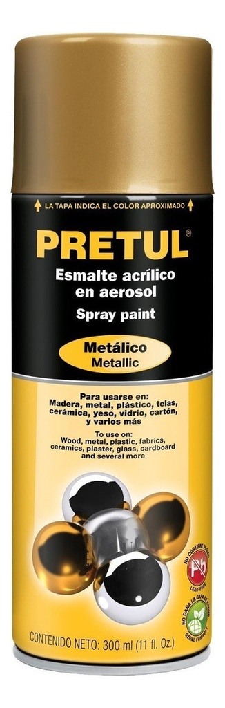 Pintura en aerosol, metálica, oro, 400 ml, PRETUL