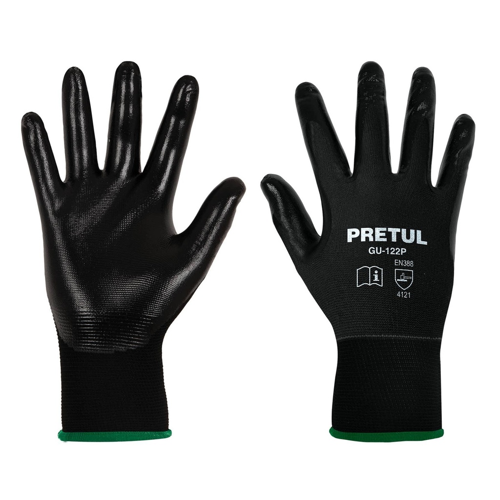 [TR-GU-121P] Guantes de Nylon Recubiertos de Nitrilo, Ch, Pretul