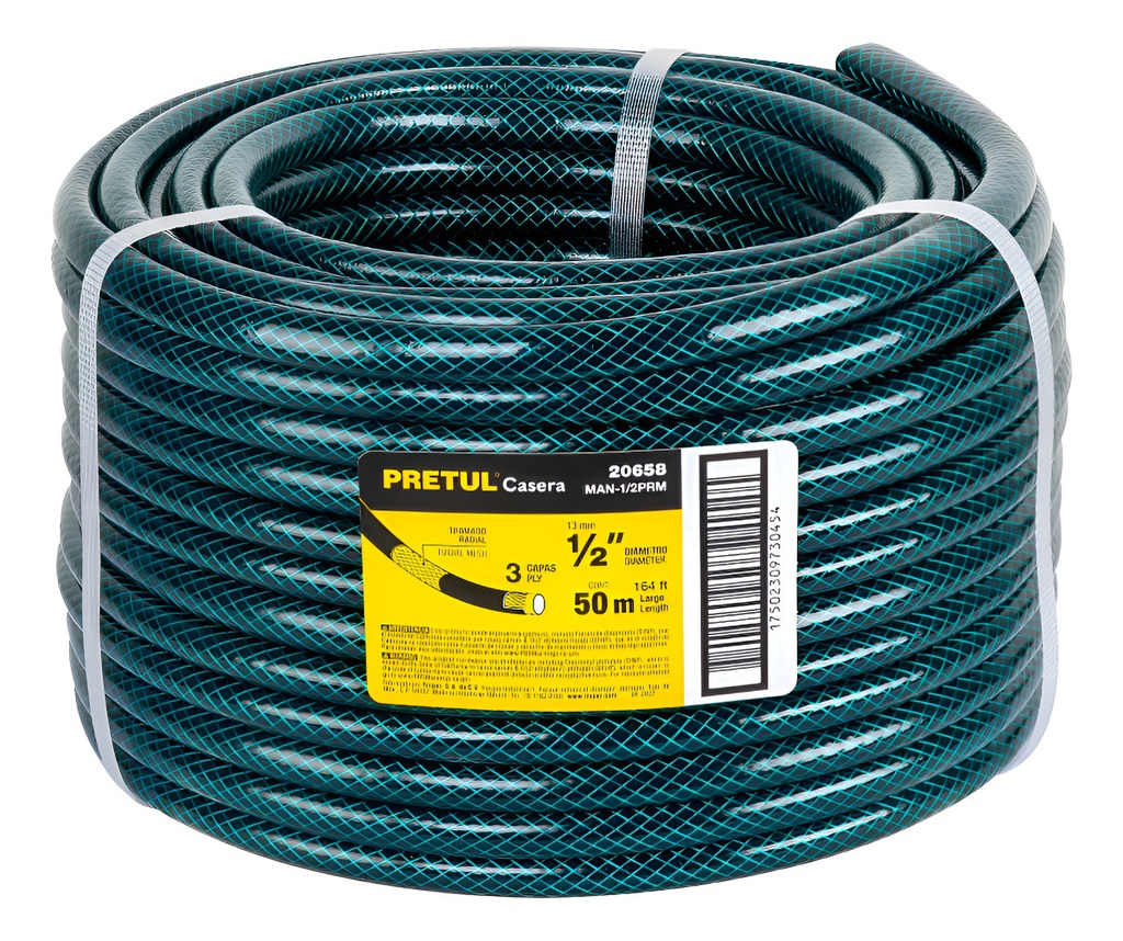 [TR-MAN-1/2PRM] Metro de Manguera 1/2' 3 Capas en Rollo de 50 M, Pretul