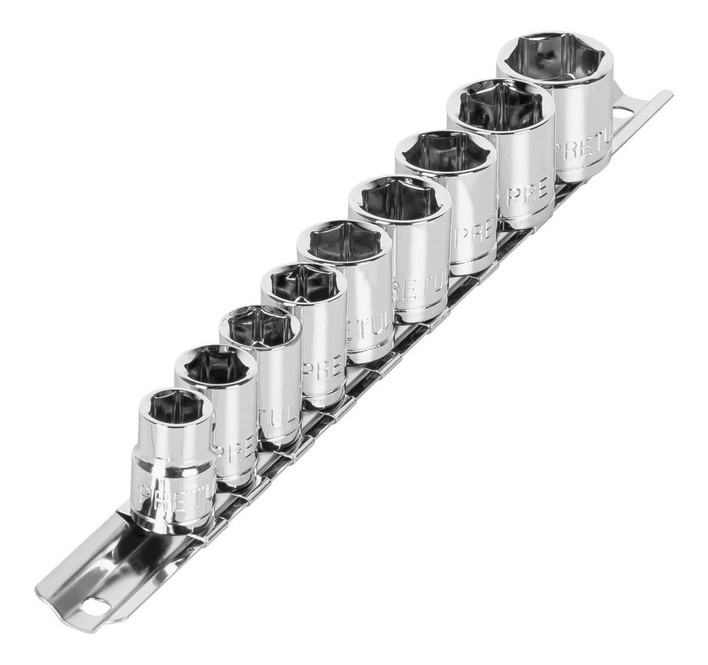 [TR-JD-3/8X10MM-P] Juego de 9 Dados Cuadro 3/8' Mm, Pretul