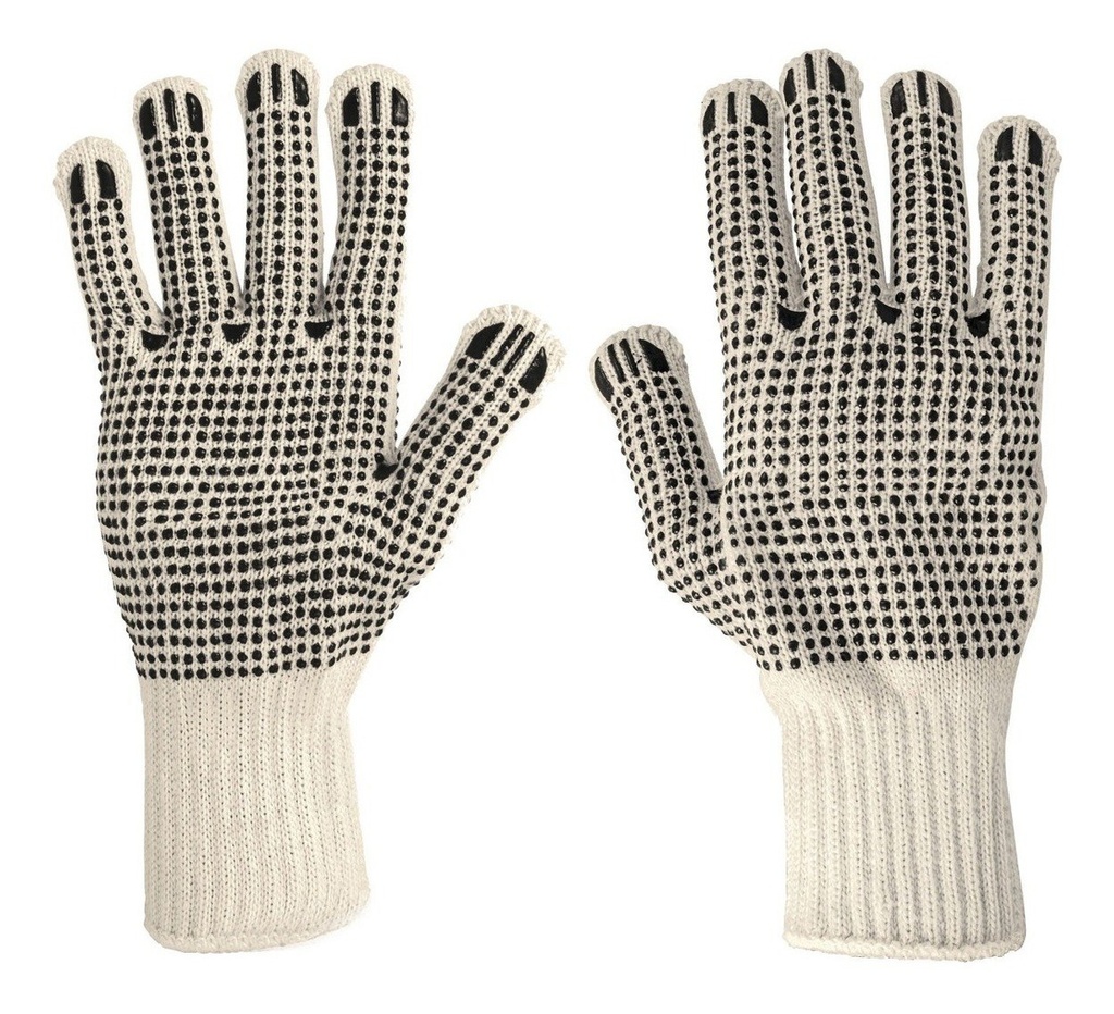 [TR-GU-425] Guantes de Algodón Con Puntos de PVC en Palma y Dorso,pretul