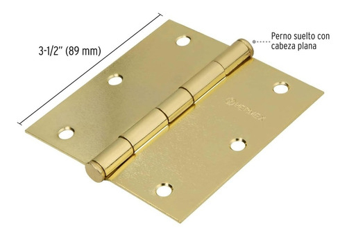[TR-BC-351PPB] Bolsa c/2 bisagras cuadradas 3-1/2',latonado, HERMEX BASIC