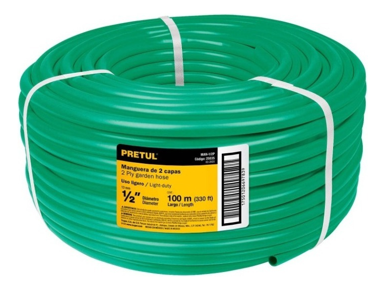 [TR-MAN-1/2P] Metro de manguera 1/2' 3 capas en rollo de 100 m, PRETUL