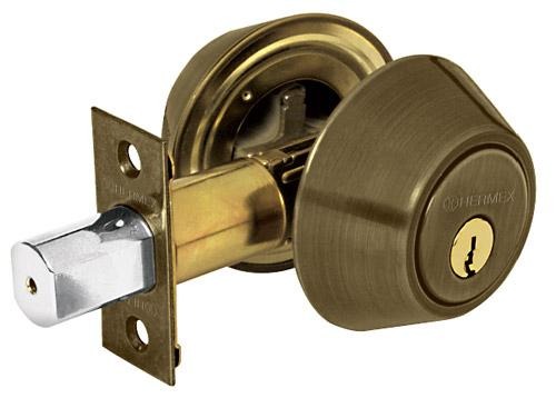 [TR-CERO-22P] Cerrojo llave-llave latón antiguo, llave tradicional, HERMEX