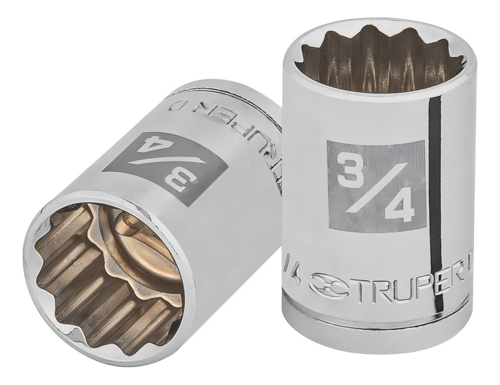 [TR-D-1224] Dado 1/2" 12 Puntas Standard 3/4" Truper 13306 Color Plateado