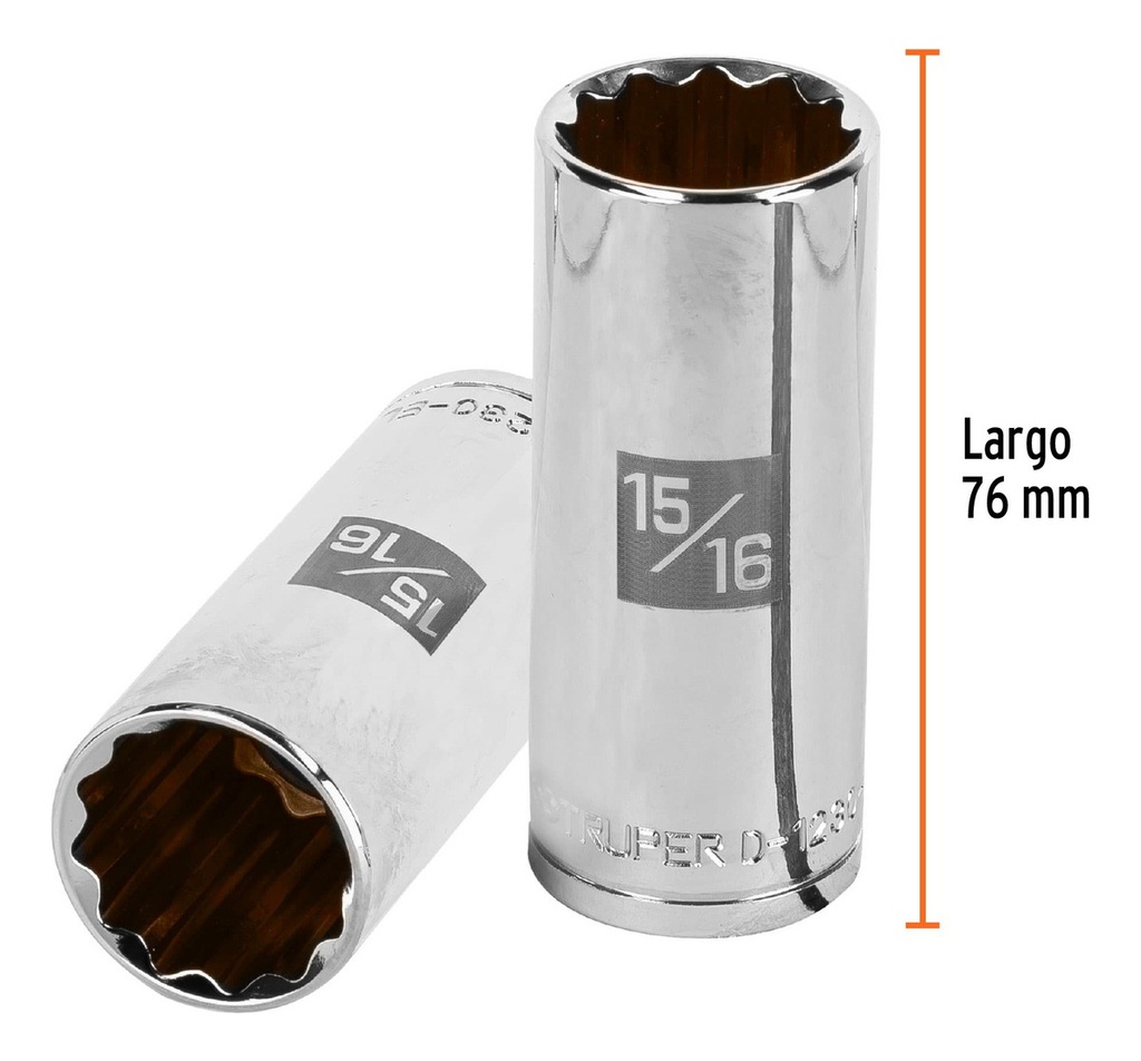 Dado 1/2' 12 Puntas Standard Largo 15/16' Truper 13369 Color Plateado
