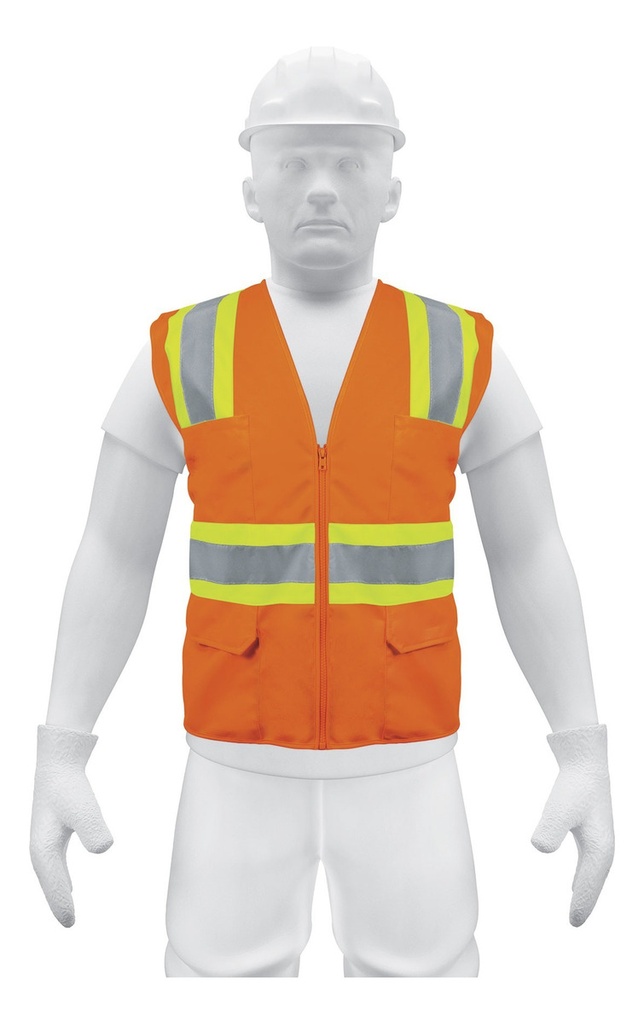 Chaleco Naranja Con Reflejantes Y Bolsas Truper 13475