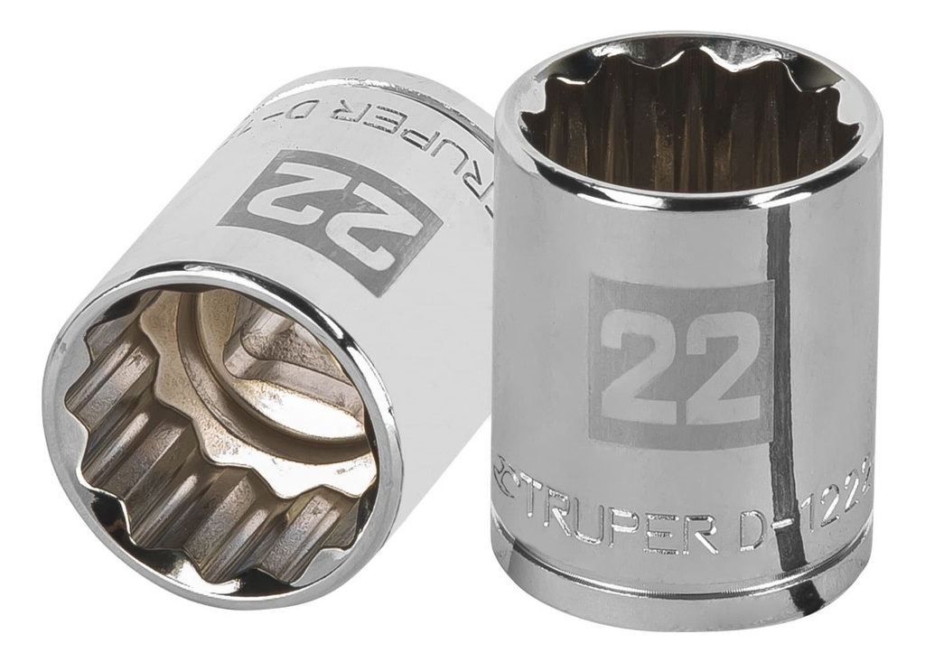 Dado 1/2' 12 Puntas Milimetrico 22 Mm Truper 13536 Color Plateado