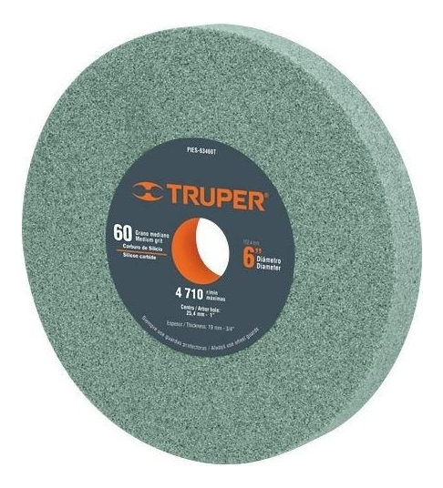 [TR-PIES-63460T] Rueda Abr. 6" X 3/4" X 1" Grano 60 Carb. Sil. Truper 16405
