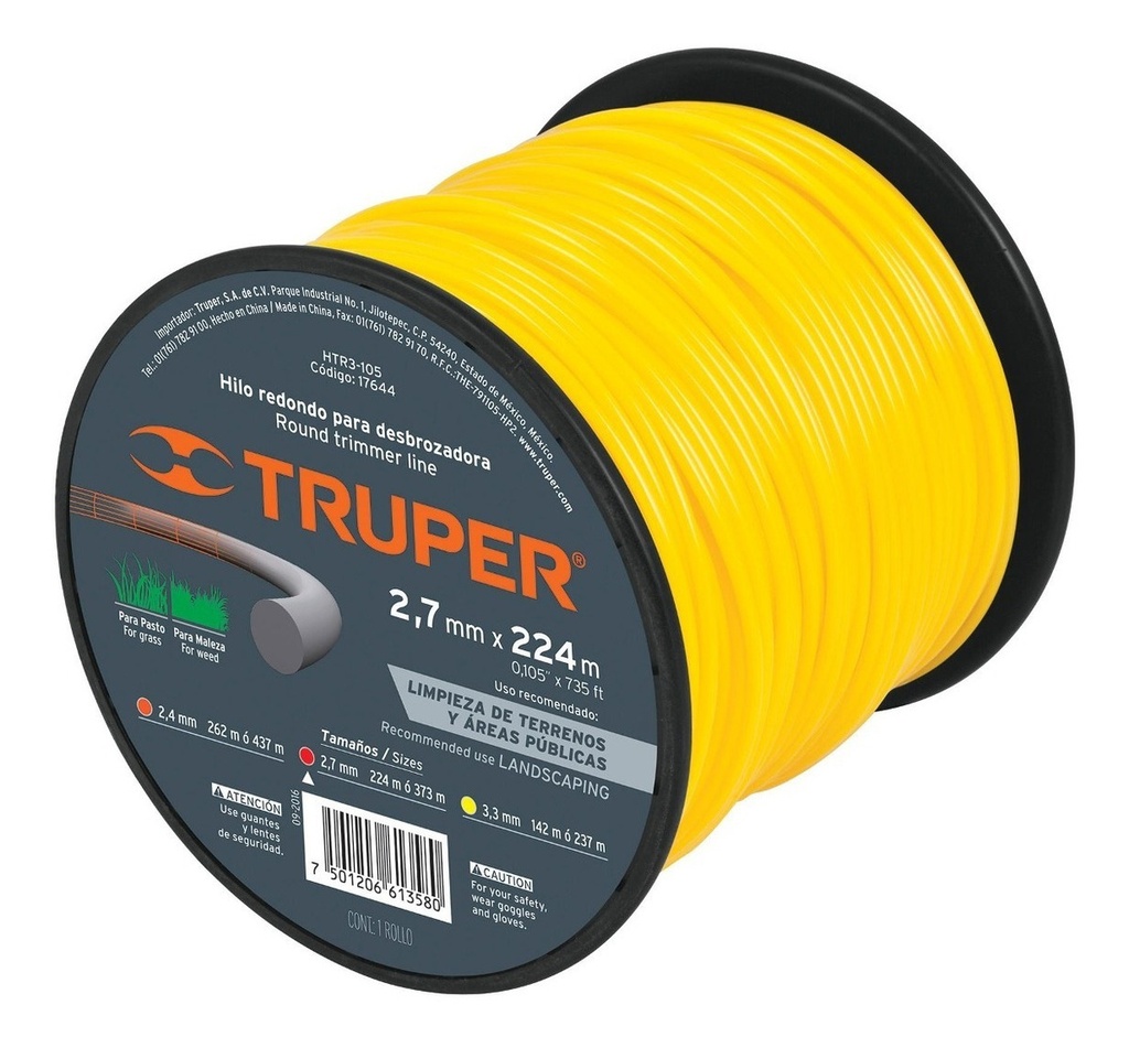 Hilo Redondo 3.3 Mm X 142 Mt Amarillo Truper 17645
