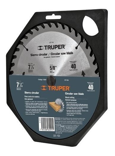 Sierra Circular Madera 16 D. 7-1/4' X 5/8' Truper 18298