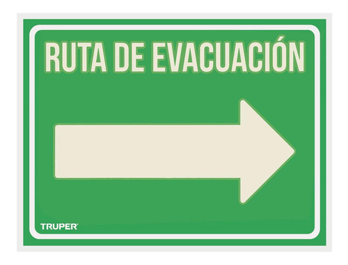 Señalización Ruta De Evacuación Derecha Truper 21x28 Cm Poliestireno
