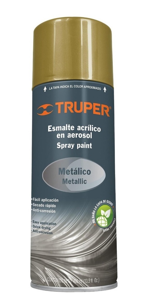 [TR-PAM-OR] Esmalte Aerosol Oro Metalico 400 Ml Truper 19066 Oro