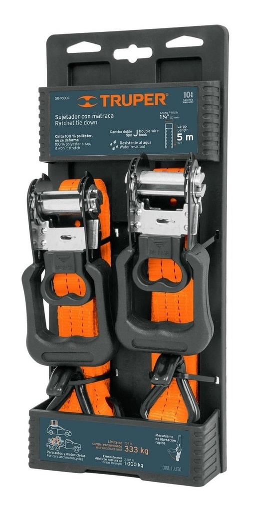 Sujetador Con Matraca 333 Kg Truper 19285 Naranja