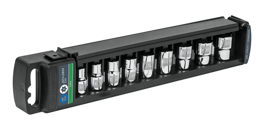 [TR-JDTH-3/8X9] Juego Dados 3/8 Torx 9 Pz Truper 10025