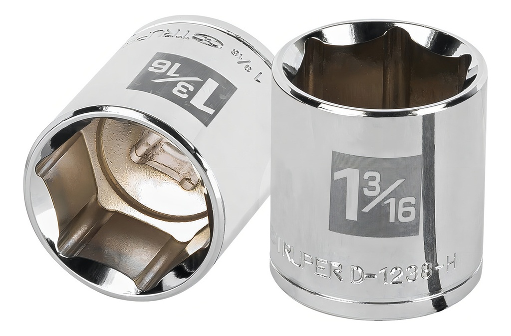 [TR-D-1238-H] Dado 1/2" 6 Puntas Standard 1-3/16" Truper 13243 Color Plateado