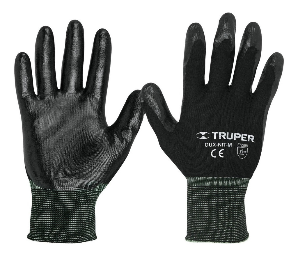 [TR-GU-123] Guantes Nylon Recubierto Nitrilo Grande Truper 13295 Negro