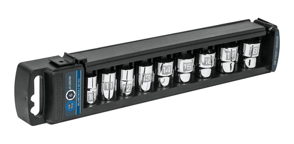 [TR-JD-3/8X9M] Juego Dados 3/8" Mm Cortos 9 Pz Truper 13952