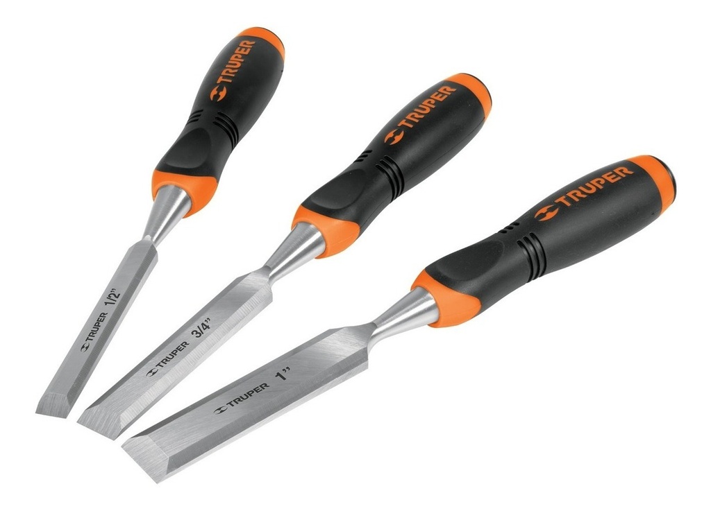 [TR-JFT-3] Juego De 3 Formones Mango Comfort Grip Truper 17759