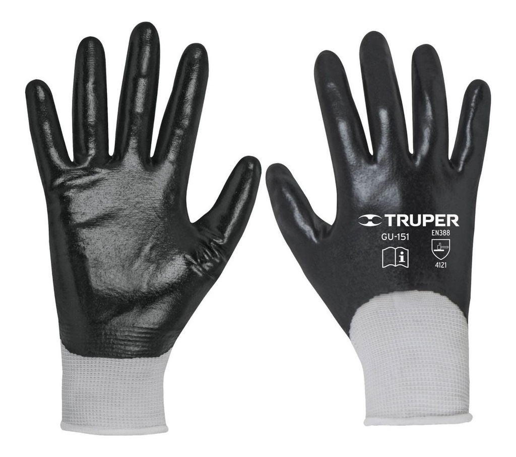 [TR-GU-152] Guantes Nitrilo En Palma Y Dorso Mediano Truper 18026
