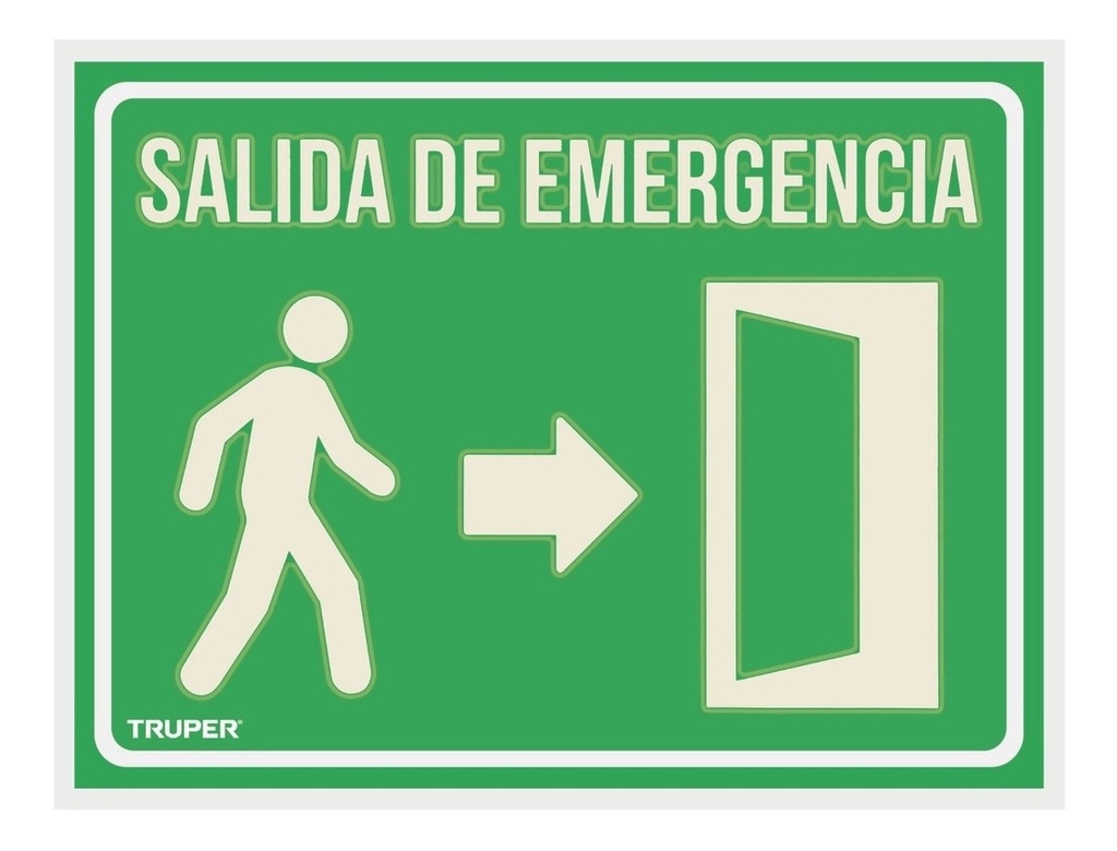 [TR-LIN-04] Letrero Rectangular Salida De Emergencia Truper 21x28cm Poliestireno