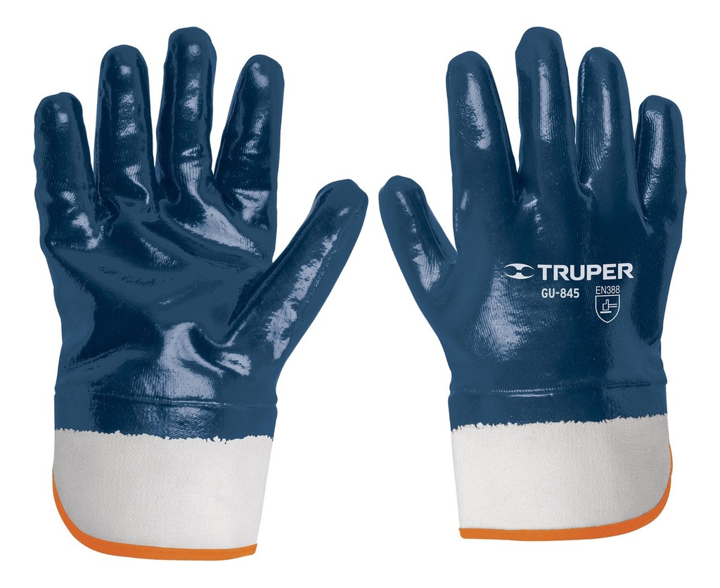 [TR-GU-845] Guantes Algodón Recubierto De Nitrilo Puño Segu Truper 15245