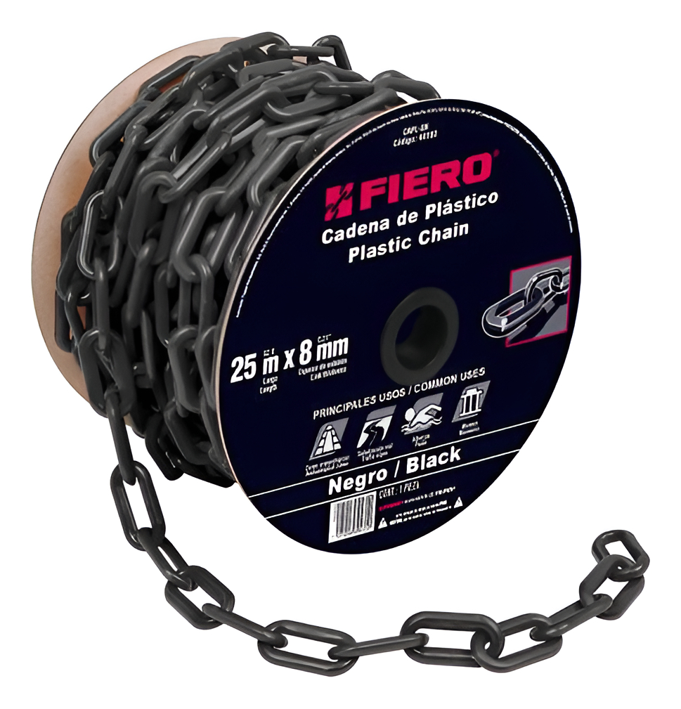 Cadena Plastica 8 Mm X 25 Mt Negra Fiero 44180 Negro