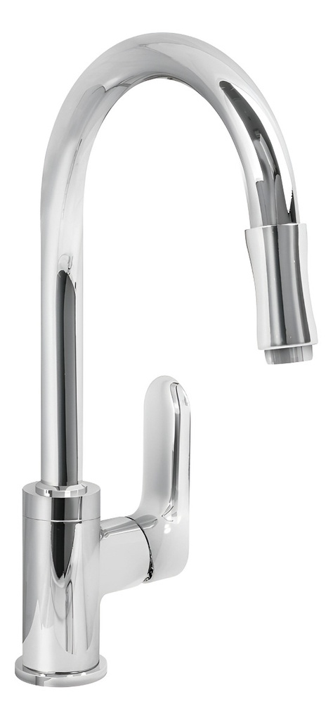 [TR-RIM-82] Monomando Riviera Fregadero Cuello Ext. Cromado Foset 45194 Color Plateado