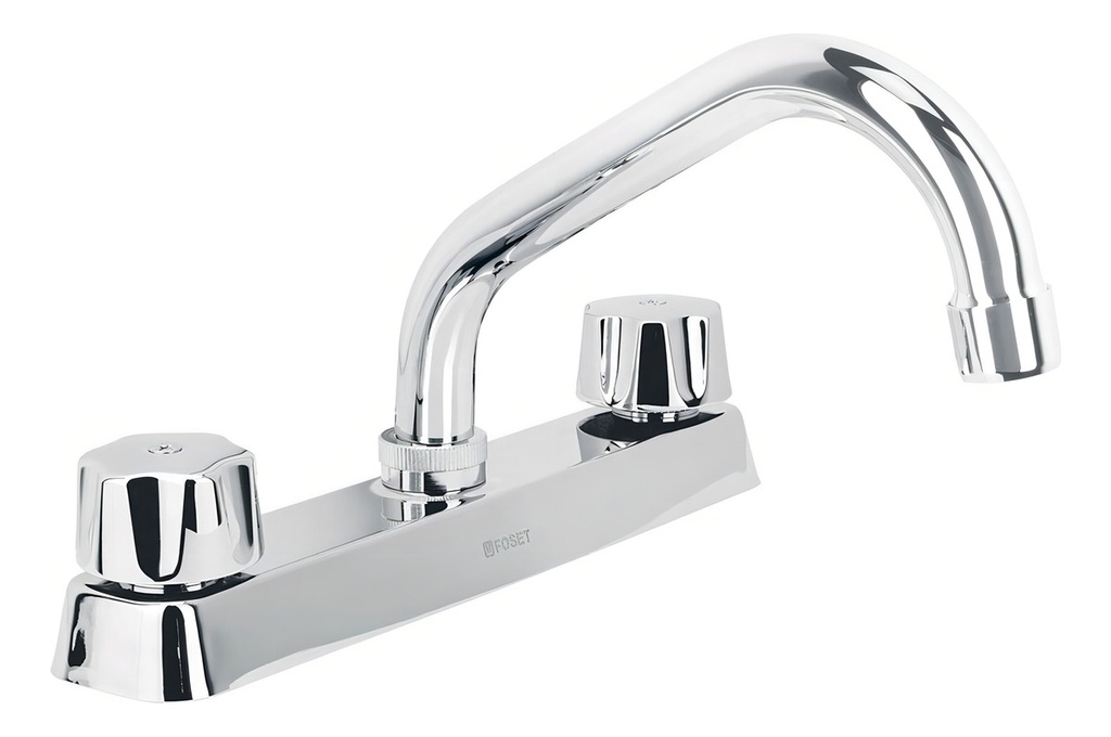 [TR-F-317-C] Mezcladora Corta 8'' P/fregadero Manerales Hexagonales Foset 45608 Plateado Cromado