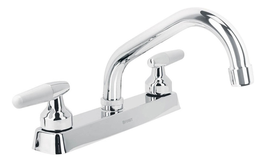 [TR-F-317I] Mezcladora Fregadero Man Blanco Palanca C Corto Foset 45610 Plateado Cromado