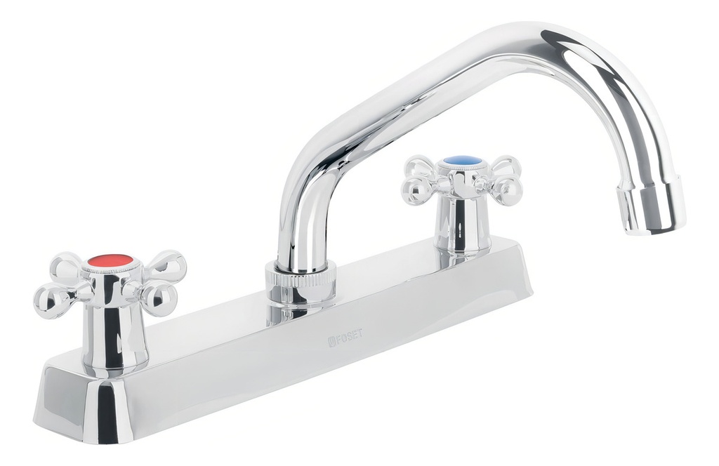 [TR-F-317E] Mezcladora P/fregadero Manerales Cruceta C Corto Foset 45611 Plateado